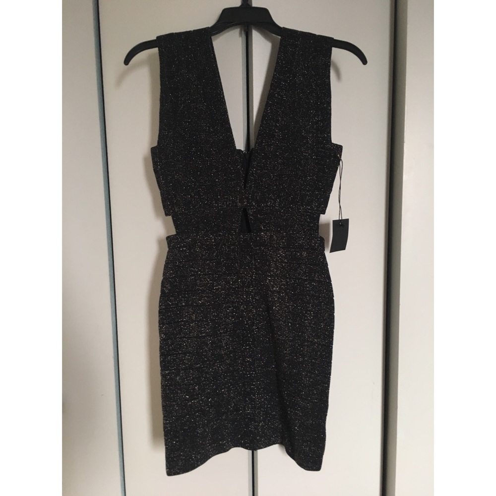 Metallic body con cut out dress